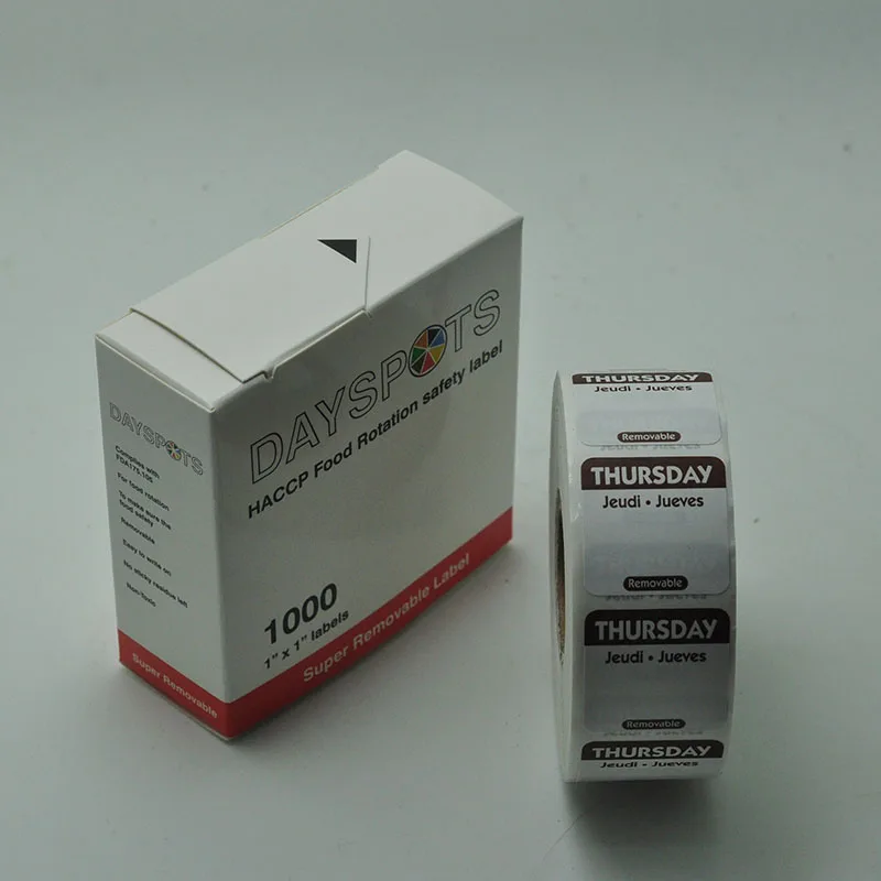 DaySpot HYDS-RL1x1-THURSDAY съемный клей Labels" X1" дюймов Дата наклейки для хранения еды вращение, 1000 этикеток/рулон