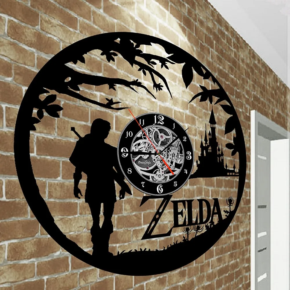 Новые художественные CD виниловые дисковые настенные часы Saat Legend of Zelda черные