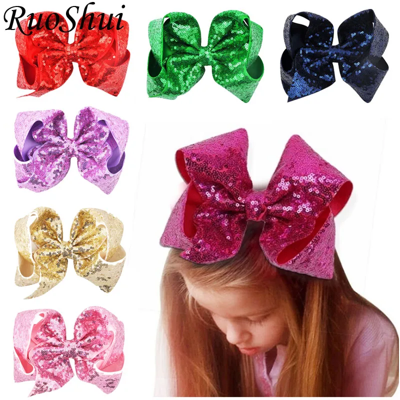 

Fashion 8 Inch Sequins Ribbon Hair Bows Hair Clips for Girls Kids Bowknot with Alligator Clips Hair Accessories for Women Girls