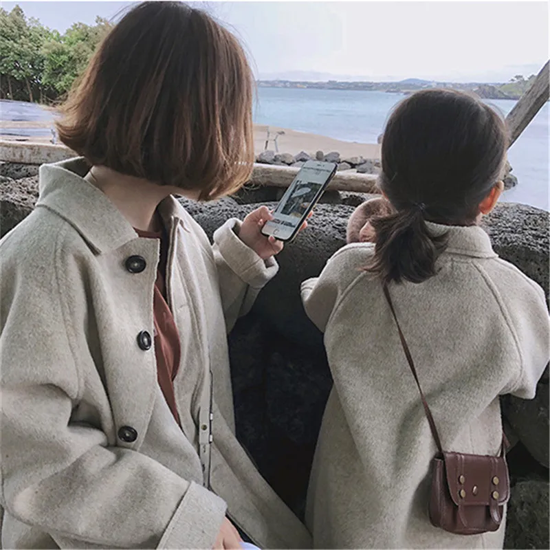 

LILIGIRL Mother Daughter Girls Double-faced Wool Jacket for Family Matching Clothes 2019 New Mommy and Me Coat Clothing Outfits