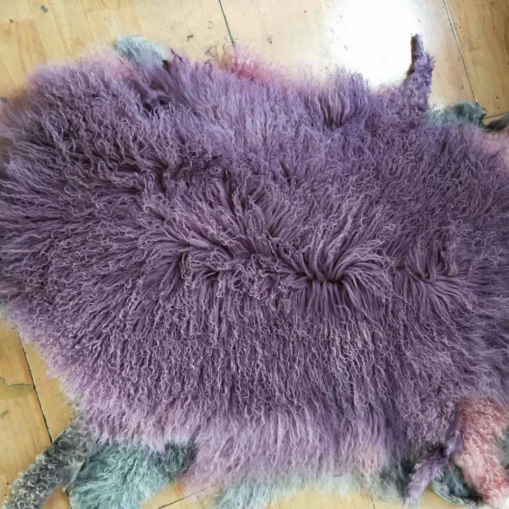 Real Mongolian Lamb Fur Plate Real Fur Blanket For Sofa Fur Throw Rug Blankets / Rugs Sheep skin