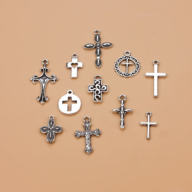Vintage Metal Charms Zinc Alloy Crosses Pendant for DIY Charm Choker