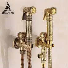Бесплатная Доставка! современные Золотой Латунь Ванной Биде Кран Изысканный Резные С Ручной Опрыскиватель Пистолет 8891