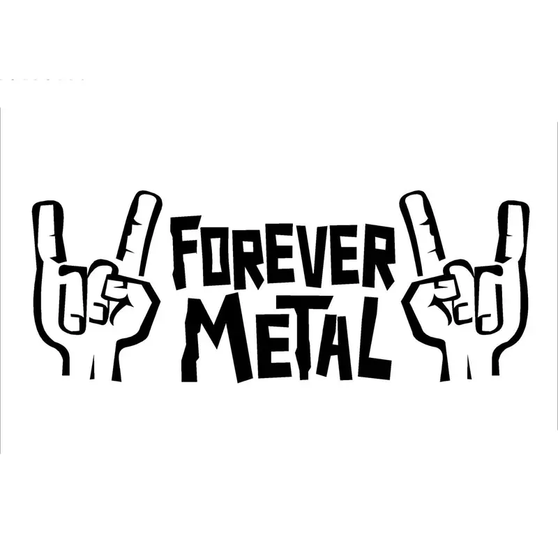 20CM*7.6CM Rocker Hands Forever Metal Sign Of The Horns Car Vinyl Sticker Design Motorcycle Accessories Black/Sliver C8-0652