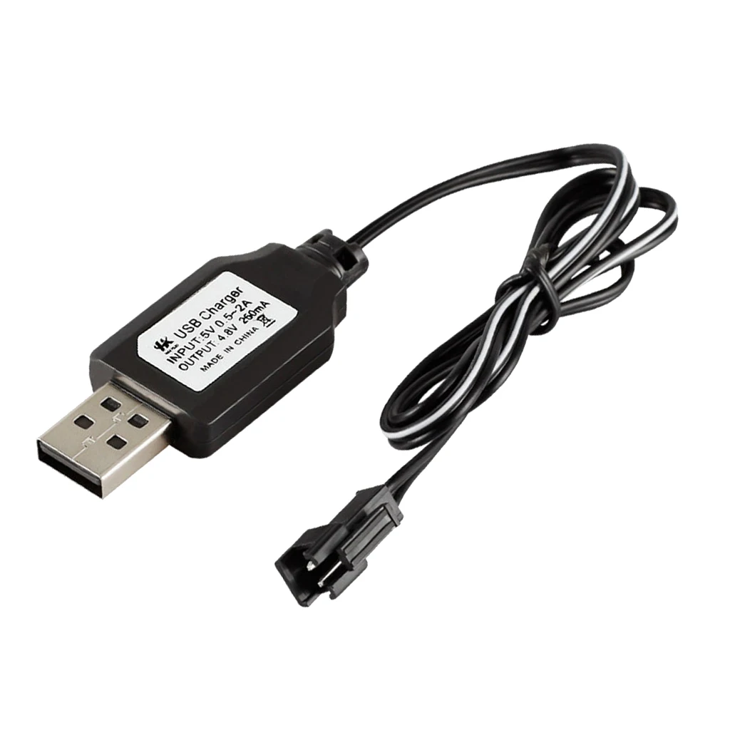 80 cm 4.8 V Black ABS + Metal USB Charging Cable 250 mA SM Connector Plug for RC Model Battery