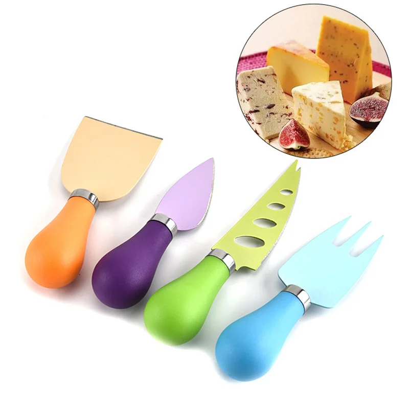 

High quality Cheese Knives Sets with colored handles Pizza knife Cheese Fork Butter Knife Cheese Grater Cooking Tools Set