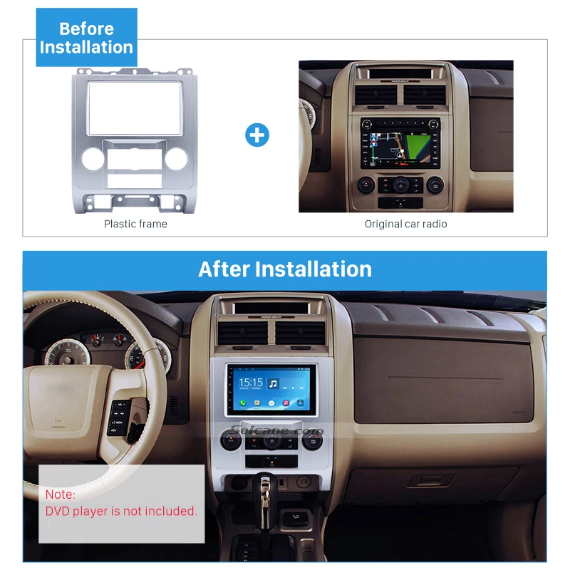Seicane 2Din DVD рамки радио Панель для Ford Escape MAZDA Tribute MERCURY Mariner 2007 2008 2009 2010 2011 2012 серебро