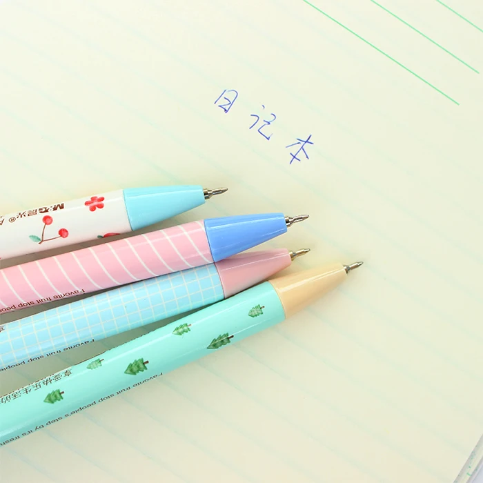 Шариковая ручка 0,38 мм с синими чернилами, милый стиль, 4 шт./лот, смешанные узоры