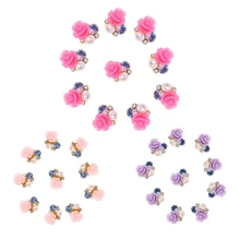 10Pcs/Set 3D Nail Art Decorations Rose Flowers Jewelry Glitters Crystal Rhinestones DIY Nail Tools