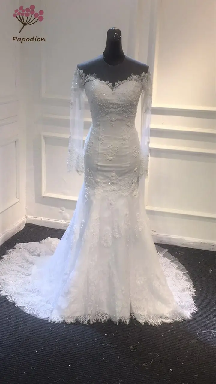 

Popodion Wedding Dresses Lace Mermaid Wedding Gowns Plus Size Sexy Wedding Dresses China Bridal Gowns WED90383