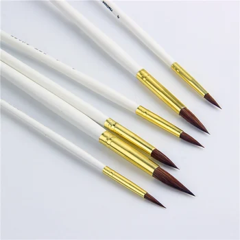 

6pcs/Set Multiple sizes oil Painting Brush Sharp round head wolf Hair artist Drawing Supplies Watercolor Gouache Drawing brush