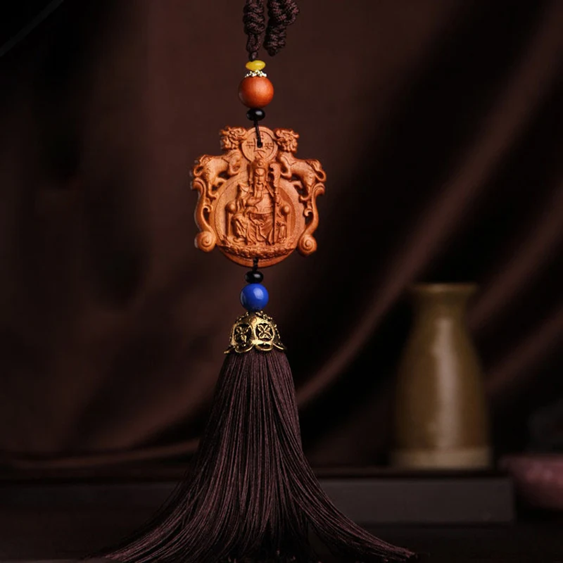 Брелок Zhendian treasure Car из красного дерева двойной танец сидя Guan добросовестное