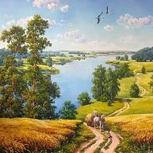 MOLEK DIY картина маслом по номерам комплект деревенский пейзаж акриловая живопись на холсте домашний Декор стены искусства для гостиной