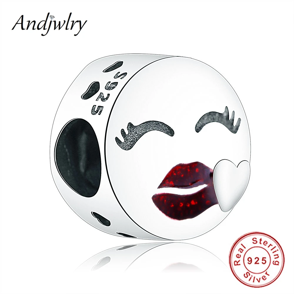 

Red Lip Love Kiss Beads Jewelry Fit Original Pandora Charms Bracelet 925 Sterling Silver Charm Bead DIY Jewelry Making Berloque