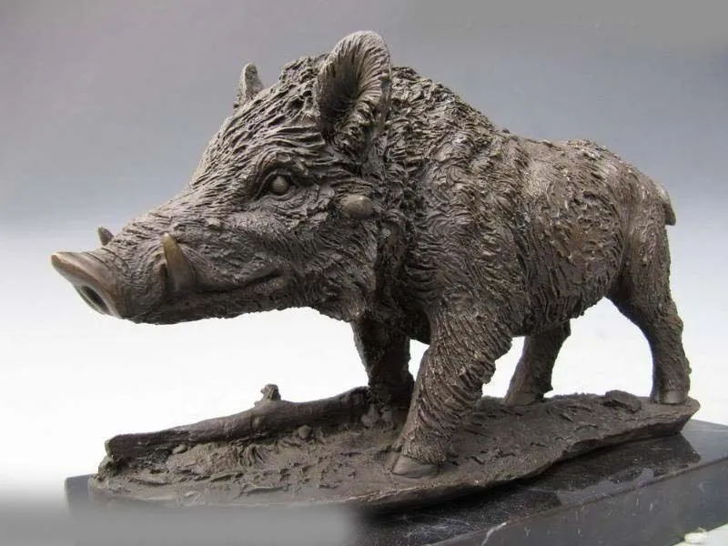 

Wild Boar Pig Pure Copper Bronze Nouveau Animal Figure Statue