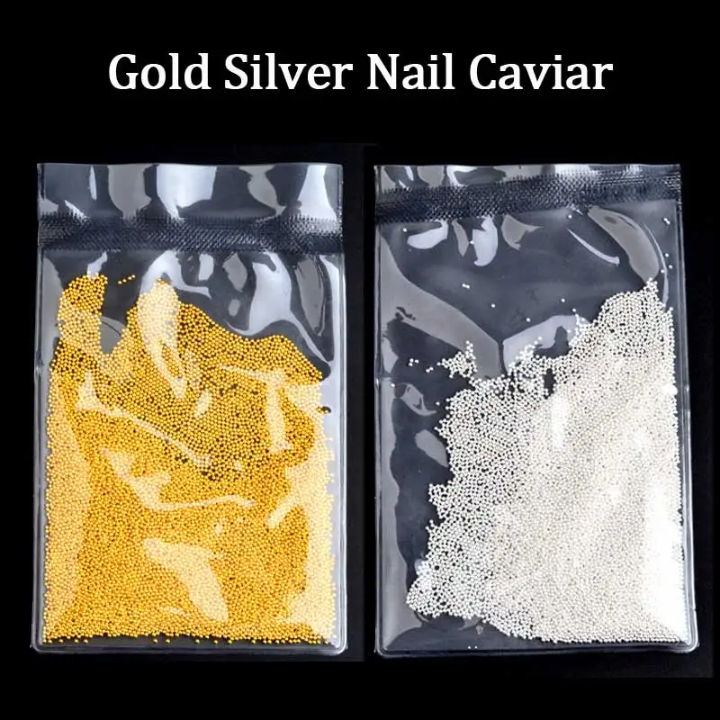 (PROMOTION) 50g/pack New Gold Silver Metal Caviar Beads 3d Nail Art Decorations DIY Nail Accessories Manicure Tools