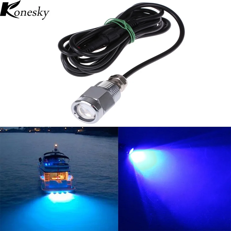6 светодиодный подводные светильники для лодки с разъемом 9 W Водонепроницаемый IP68 голубой цвет дренажный прожектор морская яхта 720LM для рыбалки