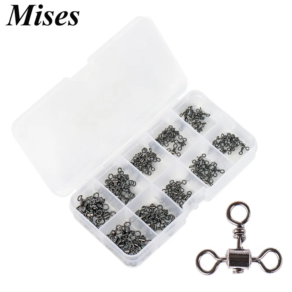 

Mises 100PCS Mixed Stowage Box-packed American Double Head Swivels Tippet Balance Connector Fishing Accessories Fishing Tackles