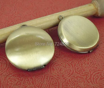 

32x8mm Vintage Antique Bronze Brushed Openable Round Prayer Wish Box Photo Locket Frame Pendant European Charms Bulk Wholesale