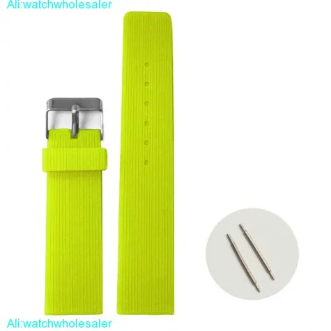22mm Neon Yellow Color Silicone Jelly Rubber Ladies Watch Band Strap WB1071K22JB