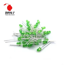 100 шт. зеленый светодиодный 3 мм зеленый светильник-излучающий диод зеленый зеленым светом