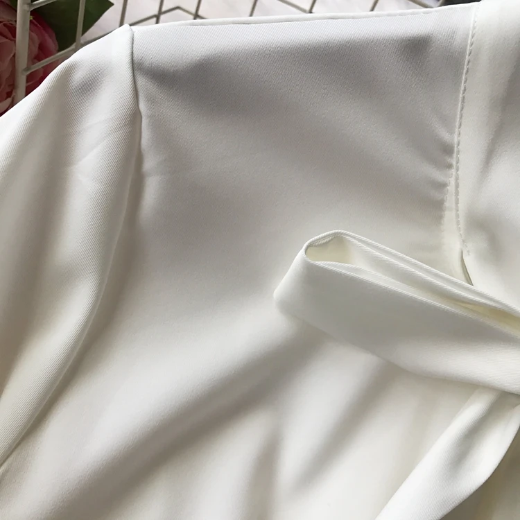 Элегантная женская офисная блузка корейская Весенняя белая облегающая блузка с рукавами-фонариками и бантом женские топы
