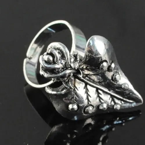 Женское Винтажное кольцо в виде цветка розы серебристого цвета|leaf ring|fashion rings for