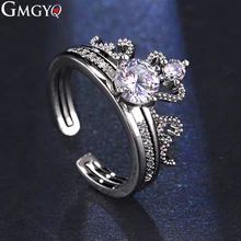 

GMGYQ Creative Design Fashion Zircon Opening Can Adjust The Size Crown Ring Wedding Banquet Dress Bride Accessories For Women