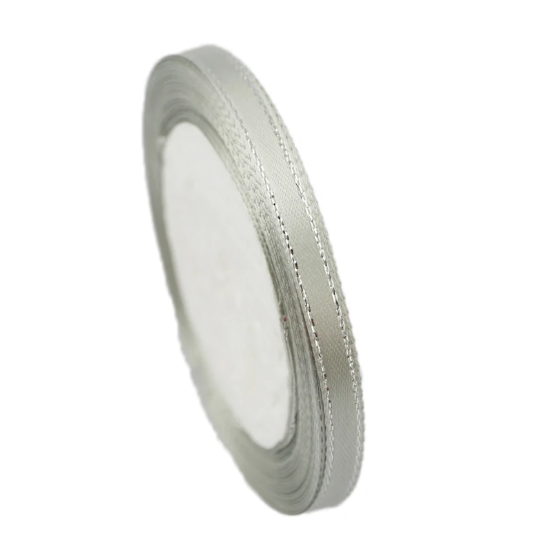 25 yards/roll 6mm Silver Edged Satin Ribbon Gift Packaging satin ribbons satin ribbon ribbon decoration ribbon supplies wrapping ribbon