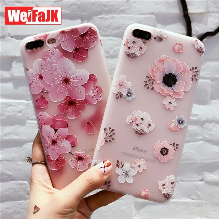 

WeiFaJK Flower Pattern Case for iPhone 6 7 8 Case Soft Silicone Coque Floral Protect Full Cover for iPhone 7 8 Plus X Phone Case