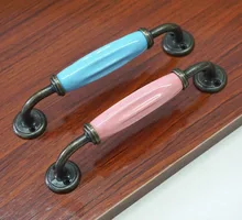 5 Ceramic Handles Kitchen Cabinet Pull Handle Pink Blue Drawer Knobs Door Handles Dresser Handles Knobs