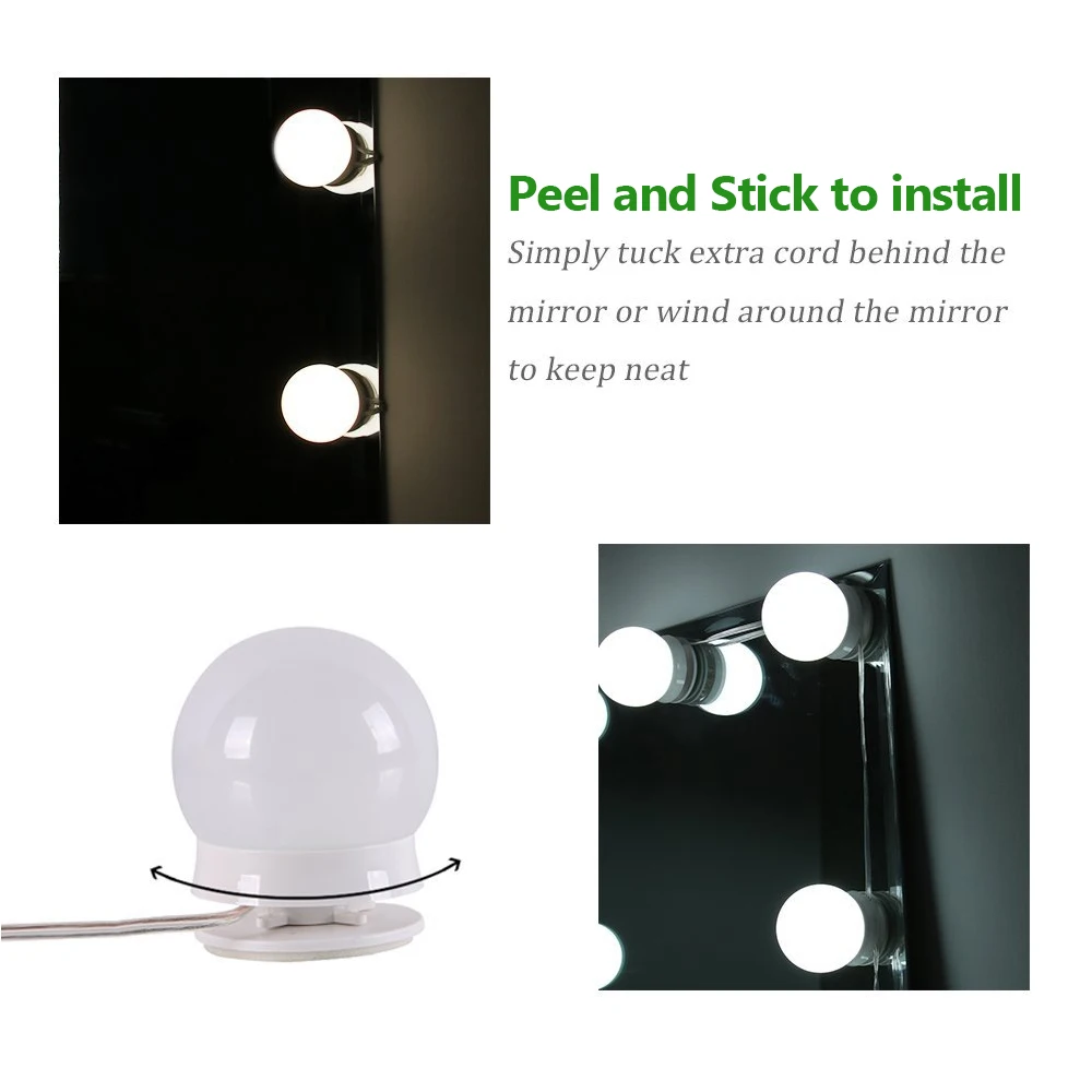 Косметическое зеркало для макияжа монитор со светодиодной подсветкой Лампы составляют зеркала косметические лампы 110 V 220 V USB светодиодный