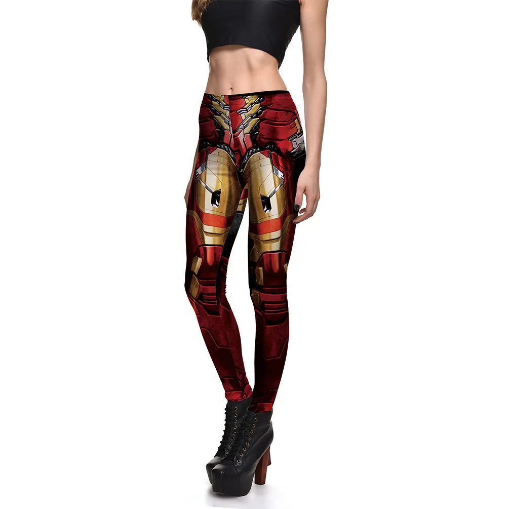 2017 New Red Iron Man Armor Leggings Capatin America Civil War Avengers Costume Pants Super Hero Cosplay Print Leggins Plus Size
