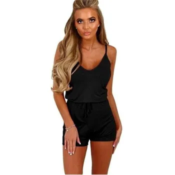 

Sexy Loose Casual one-piece Shorts Female Fashion Jumpsuit Solid Color Summer Work Clothes 2019