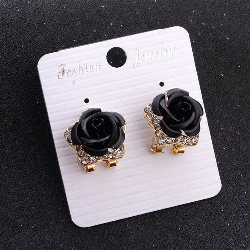 2018 Fashion earrings for women Rose Flower Rhinestone Earrings For Women Summer Style Jewelry Brincos Bijoux Femme J06#N (4)