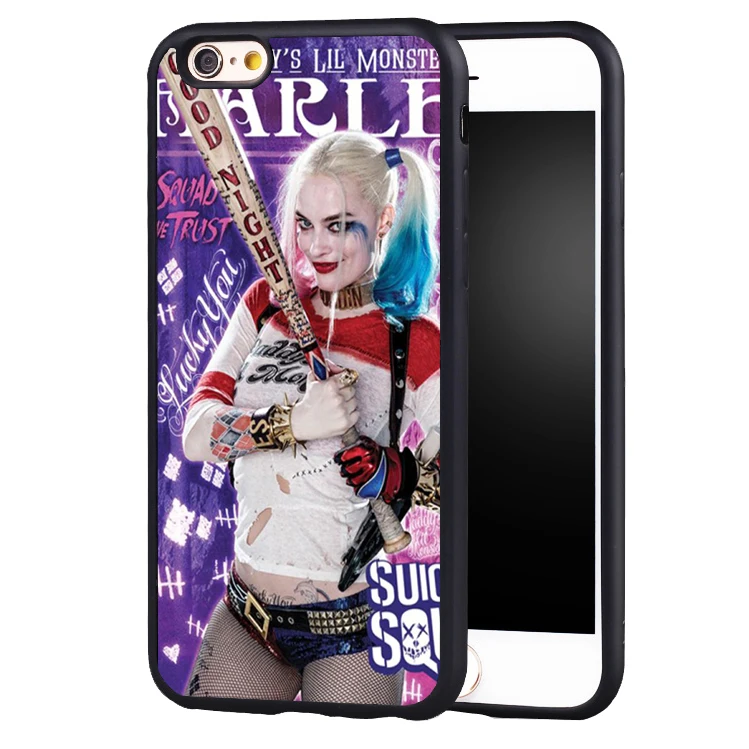 Suicide Squad Harley Quinn smile Soft TPU+PC case cover For iPhone 5 5C 5S SE 6 6plus 6S 7 7Plus |