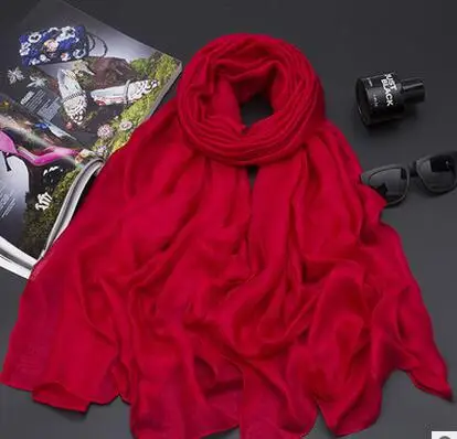 Горячая Распродажа, модные весенние и осенние женские шарфы, цветные шелковые шарфы, хиджаб, мусульманские хиджабы, 20 цветов - Цвет: red