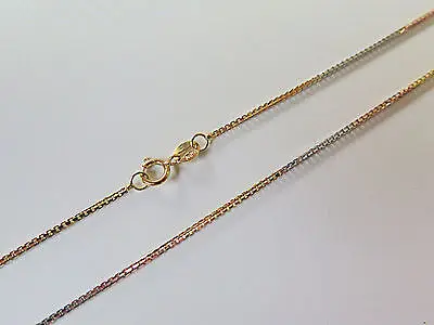 

Solid 18K Multi-tone Gold Necklace Box Link Chain Necklace /2 Length (15.7