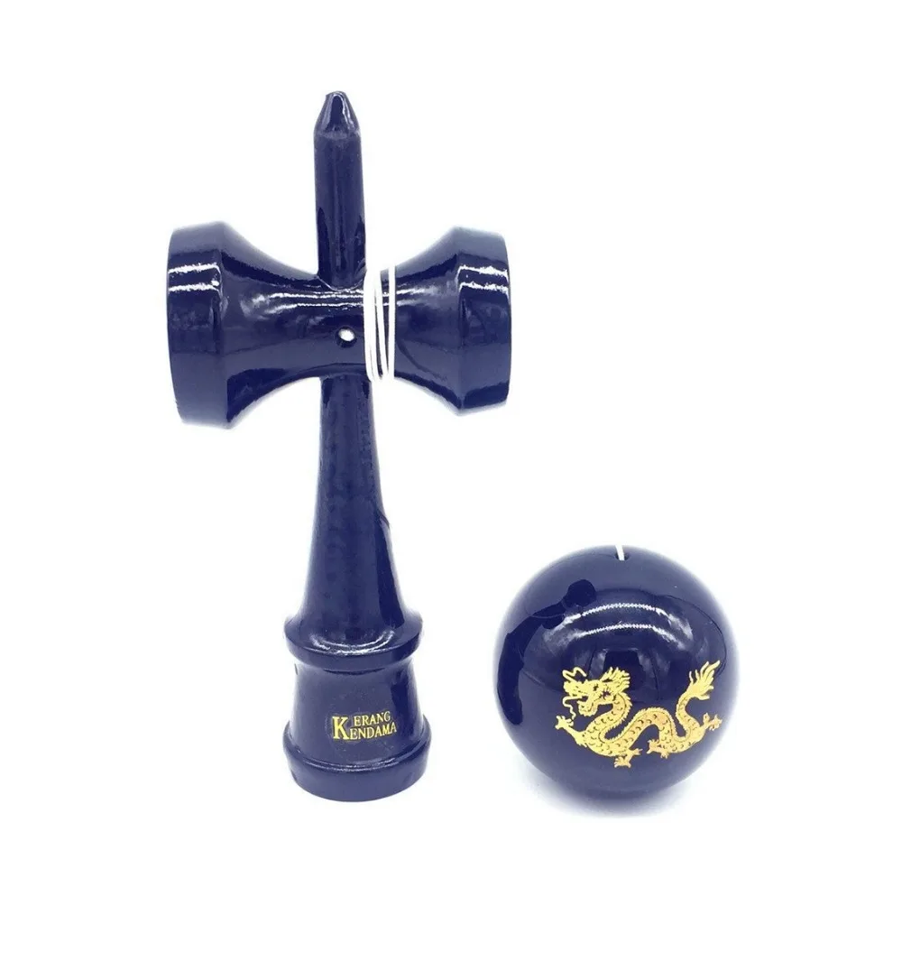 

Beech Kendama Black Full Paint Golden Dragon Carving And Extra String Wood Toy Improves Hand-Eye Coordination Best Gift