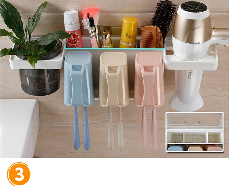 Креативный стеллаж для хранения многофункциональная современная домашняя трёхв-1 зубная щетка для волос сухая стойка с чашкой три чашки кисть жидкость для полоскания набор