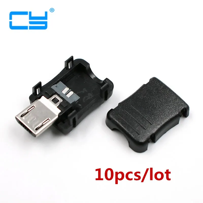 10 шт. Micro USB 5 Pin T Порты и разъёмы штекер разъем с Пластик Крышка для DIY дропшиппинг адаптера PCB SDA данных кабельной линии