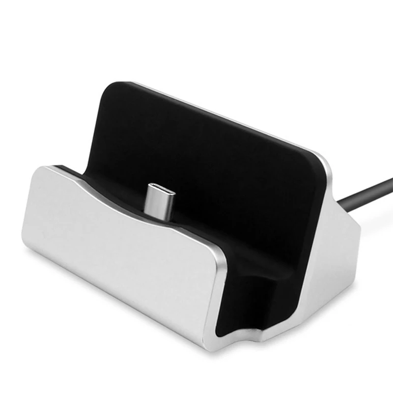 Настольный телефон Тип C зарядное устройство для samsung huawei Xiaomi Letv Nokia Meizu sony Держатель lg подставка USB-C зарядное устройство зарядная док-станция - Тип штекера: Silver