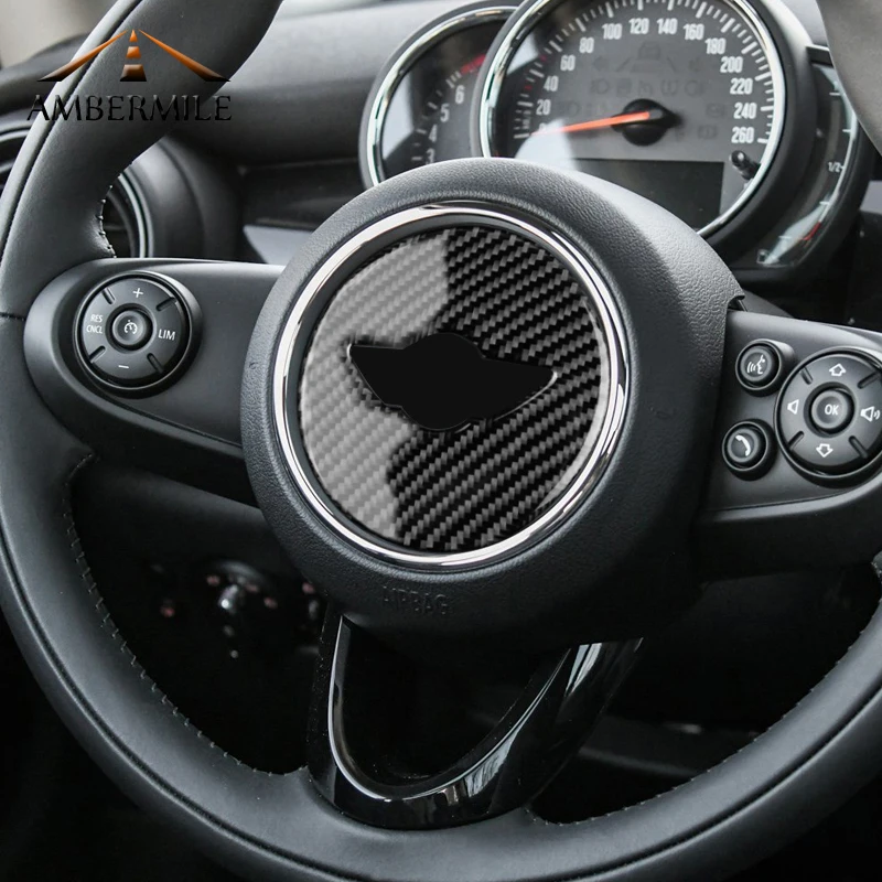 AMBERMILE font b Car b font font b Interior b font Carbon Fiber Steering Wheel Sticker