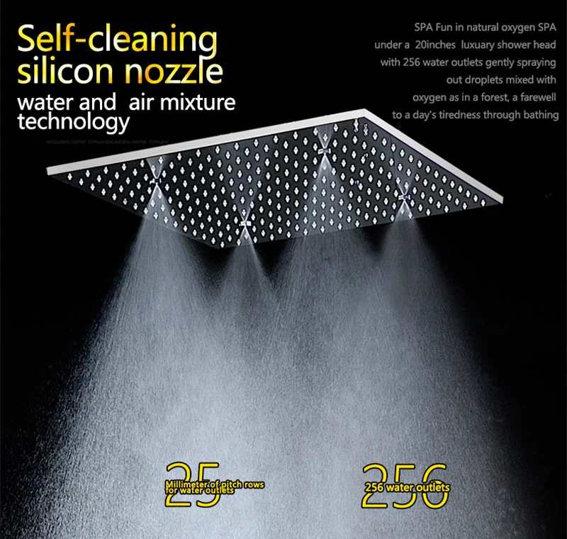 SPA Big Rain Shower Faucets Modern Shower Ceiling 20'' Showerheads Panel 304 Stainless Steel Shower Set & Bath Shower Mixer (5)