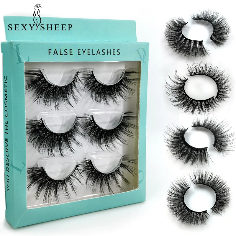 SEXYSHEEP 3 пары 3D накладные Искусственные ресницы длинный макияж норковые