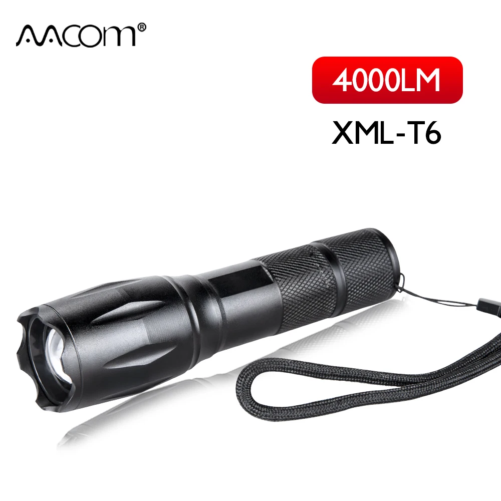 Перезаряжаемый светодиодный фонарик 18650 с аккумулятором AAA XML T6 4000lm регулируемый