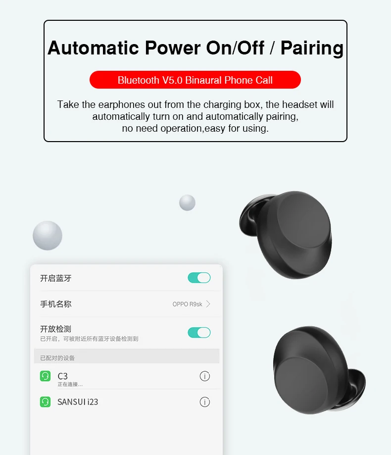 IPX8 Waterproof Mini Bluetooth Earphones with Mic Bluetooth Wireless Sports Headphones Noise Cancelling Headset and charging box (9)