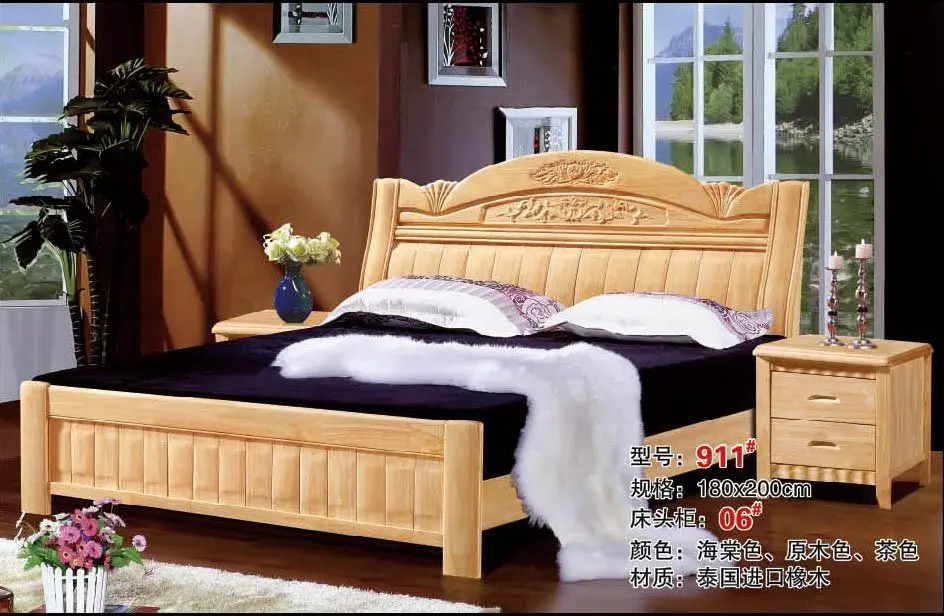 high quality bed Oak Bedroom furniture bed factory price Oak bed 10