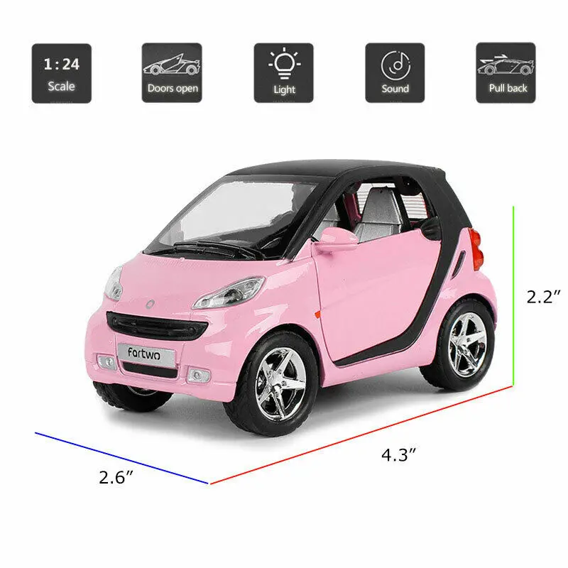 Модель автомобиля HOMMAT 1:24 Smart ForTwo из металлического сплава Игрушечная модель