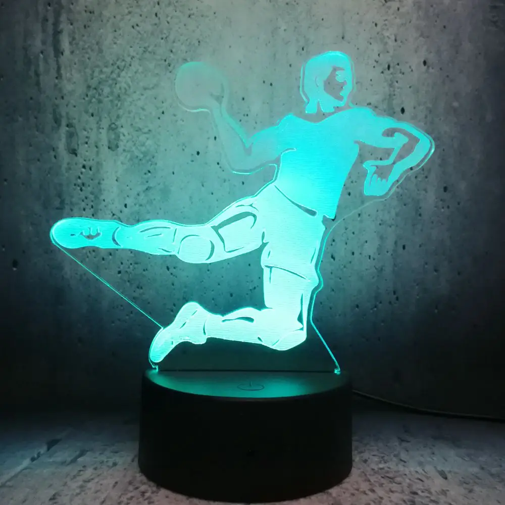 Athlete съемки Баскетбол форма 3D светодиодный светильник для мальчиков спальня стол